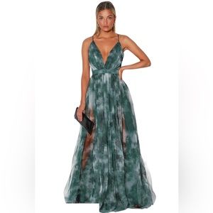 Lulus Elegant Moment Emerald Green Tie-Die Backless Maxi Dress Size XL